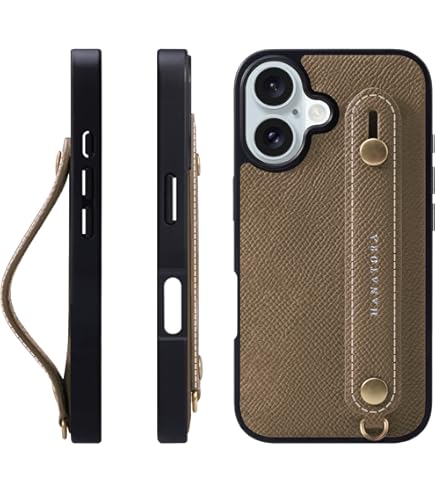 Amazon.co.jp: HANATORA for iPhone 16 ケース 本革 耐衝撃 背面ベルト